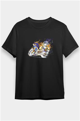 Motor Sporları - Motor sports Baskılı Unisex Siyah Tişört - Tshirt