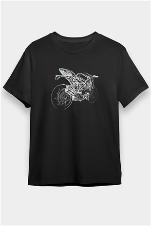 Motor Sporları - Motor sports Baskılı Unisex Siyah Tişört - Tshirt