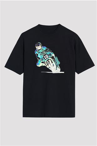 Motor Sporları - Motor sports Baskılı Unisex Siyah Oversize Tişört