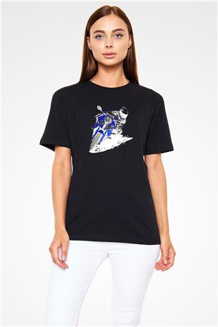 Motor Sporları - Motor sports Baskılı Unisex Siyah Tişört - Tshirt