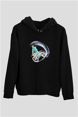 Motor Sporları - Motor sports Baskılı Unisex Siyah Hoodie