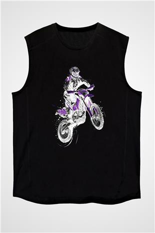 Motor Sporları - Motor sports Baskılı Unisex Siyah Kolsuz Tişört