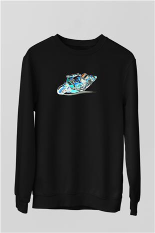 Motor Sporları - Motor sports Baskılı Unisex Siyah Sweatshirt
