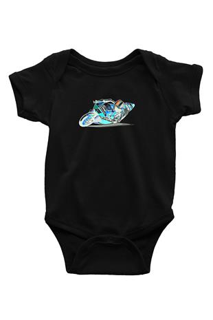 Motor Sporları - Motor sports Baskılı Unisex Siyah Bebek Body - Zıbın