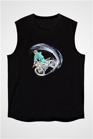 Motor Sporları - Motor sports Baskılı Unisex Siyah Kolsuz Tişört