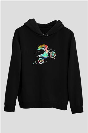 Motor Sporları - Motor sports Baskılı Unisex Siyah Hoodie
