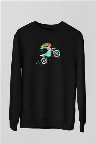 Motor Sporları - Motor sports Baskılı Unisex Siyah Sweatshirt