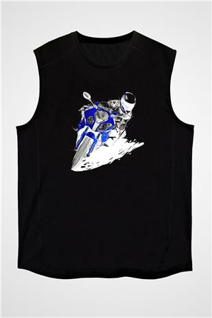 Motor Sporları - Motor sports Baskılı Unisex Siyah Kolsuz Tişört
