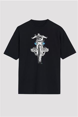 Motor Sporları - Motor sports Baskılı Unisex Siyah Oversize Tişört