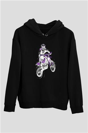 Motor Sporları - Motor sports Baskılı Unisex Siyah Hoodie