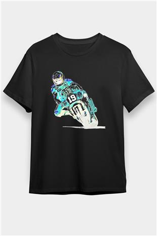 Motor Sporları - Motor sports Baskılı Unisex Siyah Tişört - Tshirt