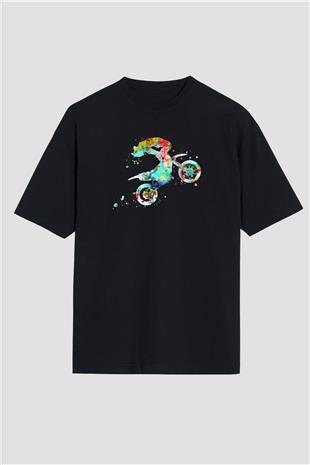 Motor Sporları - Motor sports Baskılı Unisex Siyah Oversize Tişört