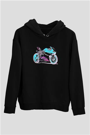 Motor Sporları - Motor sports Baskılı Unisex Siyah Hoodie