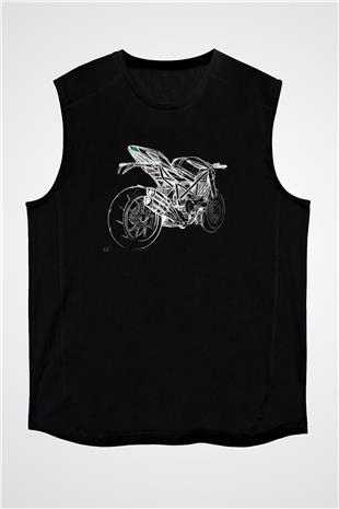 Motor Sporları - Motor sports Baskılı Unisex Siyah Kolsuz Tişört