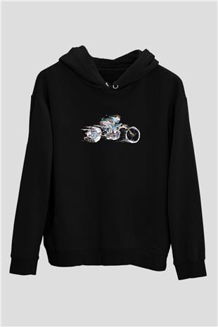 Motor Sporları - Motor sports Baskılı Unisex Siyah Hoodie