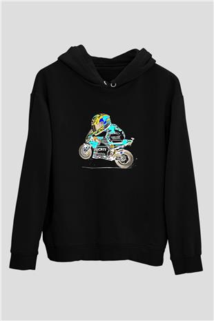 Motor Sporları - Motor sports Baskılı Unisex Siyah Hoodie