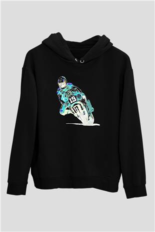 Motor Sporları - Motor sports Baskılı Unisex Siyah Hoodie