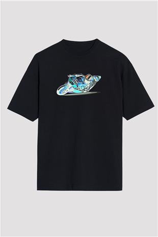 Motor Sporları - Motor sports Baskılı Unisex Siyah Oversize Tişört