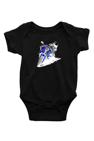 Motor Sporları - Motor sports Baskılı Unisex Siyah Bebek Body - Zıbın