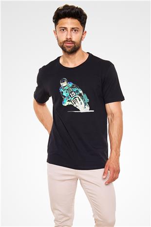 Motor Sporları - Motor sports Baskılı Unisex Siyah Tişört - Tshirt