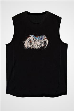 Motor Sporları - Motor sports Baskılı Unisex Siyah Kolsuz Tişört