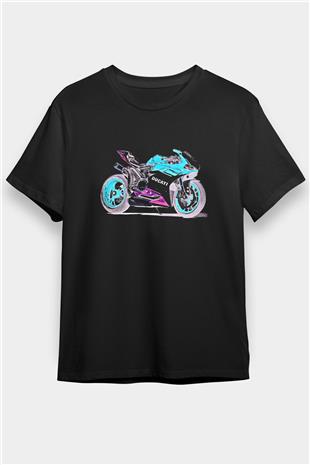 Motor Sporları - Motor sports Baskılı Unisex Siyah Tişört - Tshirt