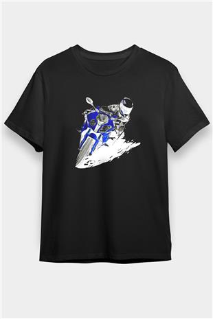 Motor Sporları - Motor sports Baskılı Unisex Siyah Tişört - Tshirt