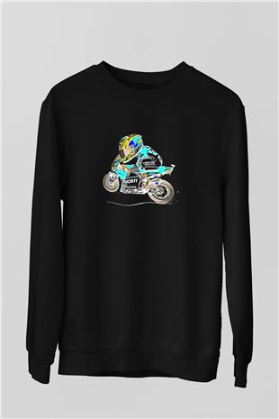 Motor Sporları - Motor sports Baskılı Unisex Siyah Sweatshirt