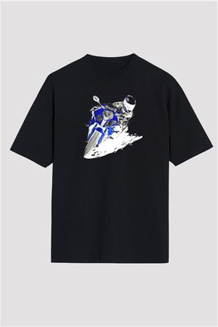 Motor Sporları - Motor sports Baskılı Unisex Siyah Oversize Tişört