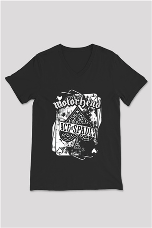 Motörhead Ace Of Spades Siyah Unisex V Yaka Tişört T-Shirt