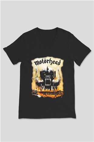 Motörhead After Shock Siyah Unisex V Yaka Tişört T-Shirt