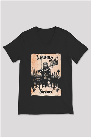 Motörhead Forever Siyah Unisex V Yaka Tişört T-Shirt