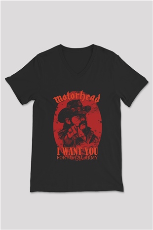 Motörhead I Want You Siyah Unisex V Yaka Tişört T-Shirt