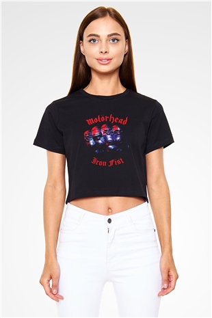 Motörhead Iron First Siyah Crop Top Tişört