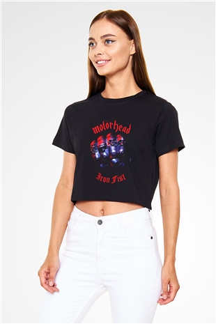 Motörhead Iron First Siyah Crop Top Tişört