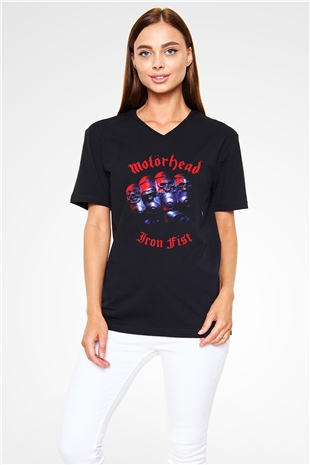 Motörhead Iron First Siyah Unisex V Yaka Tişört T-Shirt