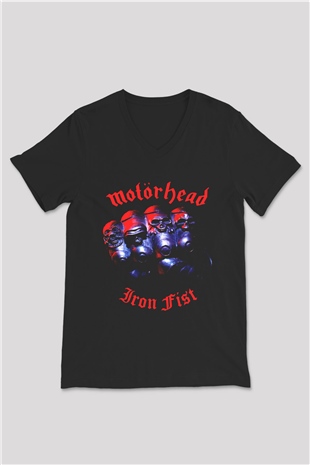 Motörhead Iron First Siyah Unisex V Yaka Tişört T-Shirt