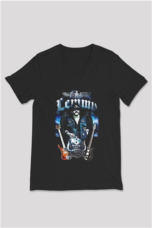 Motörhead Lemmy Siyah Unisex V Yaka Tişört T-Shirt