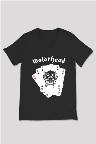 Motörhead Siyah Unisex V Yaka Tişört T-Shirt