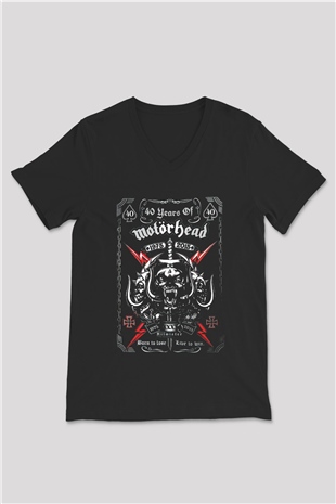Motörhead Siyah Unisex V Yaka Tişört T-Shirt