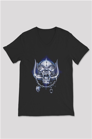 Motörhead Siyah Unisex V Yaka Tişört T-Shirt