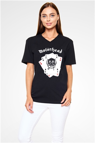 Motörhead Siyah Unisex V Yaka Tişört T-Shirt