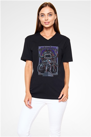 Motörhead Siyah Unisex V Yaka Tişört T-Shirt