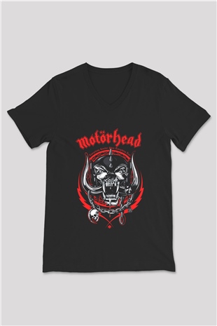 Motörhead Siyah Unisex V Yaka Tişört T-Shirt