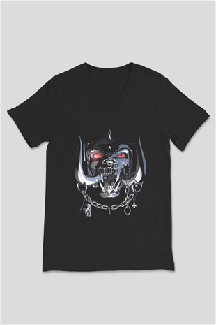 Motörhead Siyah Unisex V Yaka Tişört T-Shirt
