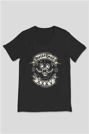 Motörhead Siyah Unisex V Yaka Tişört T-Shirt