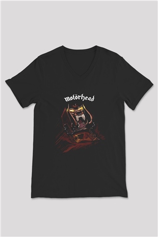 Motörhead Siyah Unisex V Yaka Tişört T-Shirt