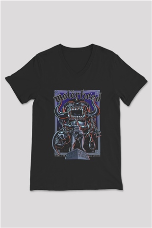 Motörhead Siyah Unisex V Yaka Tişört T-Shirt