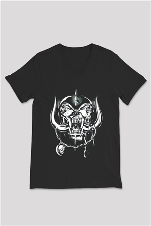 Motörhead Siyah Unisex V Yaka Tişört T-Shirt