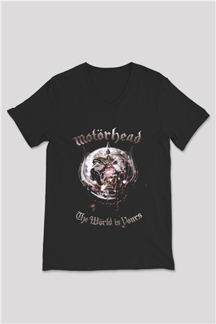 Motörhead The Wörld Is Yours Siyah Unisex V Yaka Tişört T-Shirt